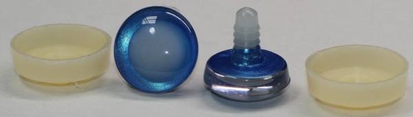 1 Paar Sicherheitsaugen trapezoid 25 mm blau metallic nachtleuchtende Pupille