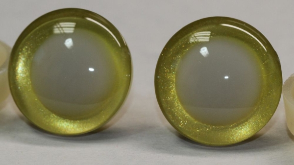 1 Paar Sicherheitsaugen trapezoid 25 mm gelb metallic nachtleuchtende Pupille