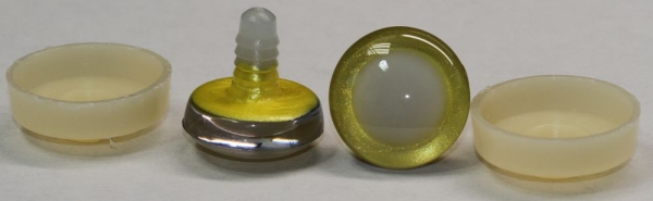 1 Paar Sicherheitsaugen trapezoid 25 mm gelb metallic nachtleuchtende Pupille
