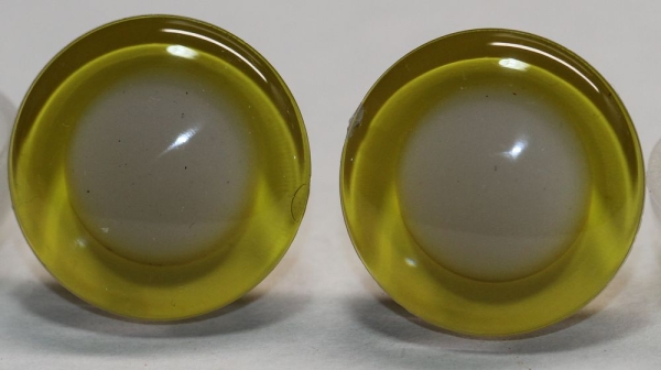 1 Paar Sicherheitsaugen trapezoid 20 mm gelb nachtleuchtende Pupille