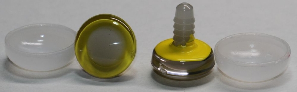 1 Paar Sicherheitsaugen trapezoid 20 mm gelb nachtleuchtende Pupille