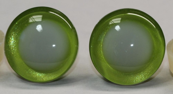 1 Paar Sicherheitsaugen trapezoid 25 mm gelbgrün metallic nachtleuchtende Pupille