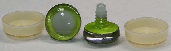1 Paar Sicherheitsaugen trapezoid 25 mm gelbgrün metallic nachtleuchtende Pupille