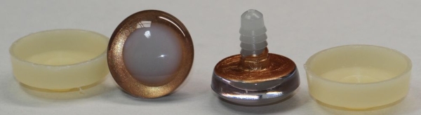 1 Paar Sicherheitsaugen trapezoid 25 mm rosegold metallic nachtleuchtende Pupille