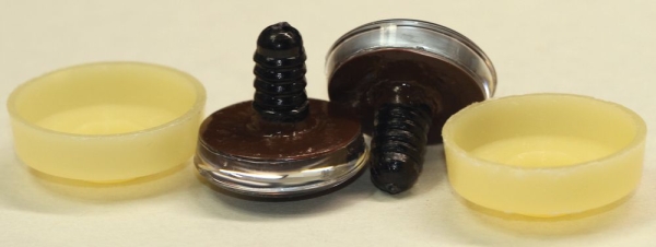 1 Paar Sicherheitsaugen trapezoid 25 mm schwarze Pupille mit weißem Punkt braun
