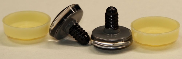1 Paar Sicherheitsaugen trapezoid 25 mm schwarze Pupille mit weißem Punkt grau