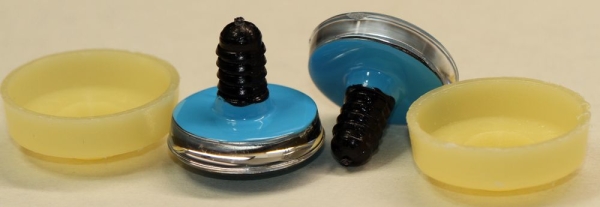 1 Paar Sicherheitsaugen trapezoid 25 mm schwarze Pupille mit weißem Punkt hellblau
