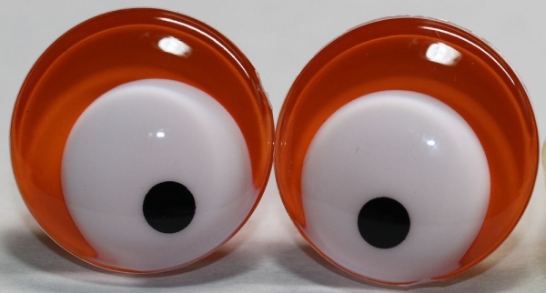 1 Paar Sicherheitsaugen trapezoid 25 mm weiße Pupille mit schwarzem Punkt orange