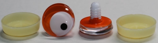 1 Paar Sicherheitsaugen trapezoid 25 mm weiße Pupille mit schwarzem Punkt orange