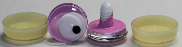 1 Paar Sicherheitsaugen trapezoid 25 mm weiße Pupille mit schwarzem Punkt rosa