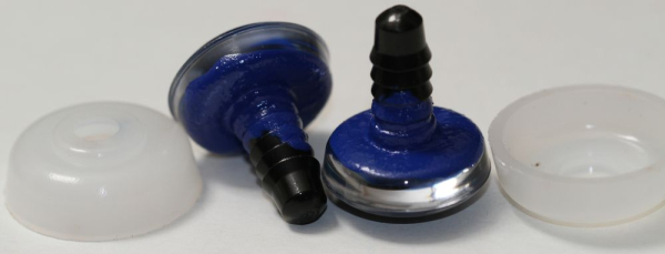 1 Paar Sicherheitsaugen trapezoid 18 mm Schneeflocken-Pupille dunkelblau