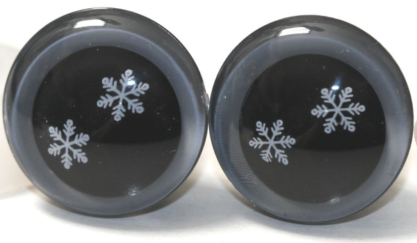 1 Paar Sicherheitsaugen trapezoid 18 mm Schneeflocken-Pupille grau