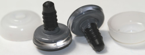 1 Paar Sicherheitsaugen trapezoid 18 mm Schneeflocken-Pupille grau