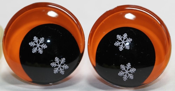 1 Paar Sicherheitsaugen trapezoid 25 mm Schneeflocken-Pupille orange