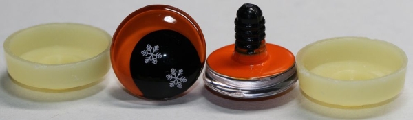 1 Paar Sicherheitsaugen trapezoid 25 mm Schneeflocken-Pupille orange