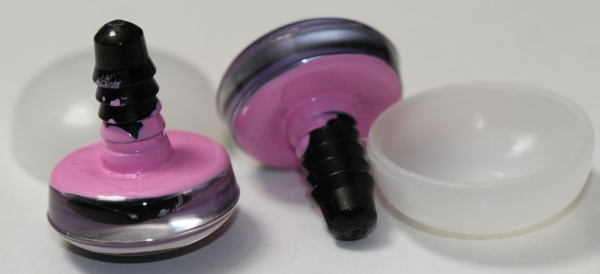 1 Paar Sicherheitsaugen trapezoid 20 mm Schneeflocken-Pupille rosa