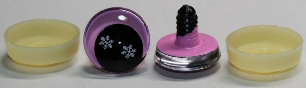 1 Paar Sicherheitsaugen trapezoid 25 mm Schneeflocken-Pupille rosa