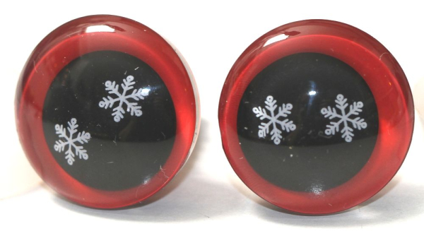 1 Paar Sicherheitsaugen trapezoid 18 mm Schneeflocken-Pupille rot