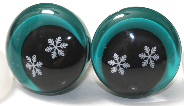 1 Paar Sicherheitsaugen trapezoid 20 mm Schneeflocken-Pupille türkisgrün