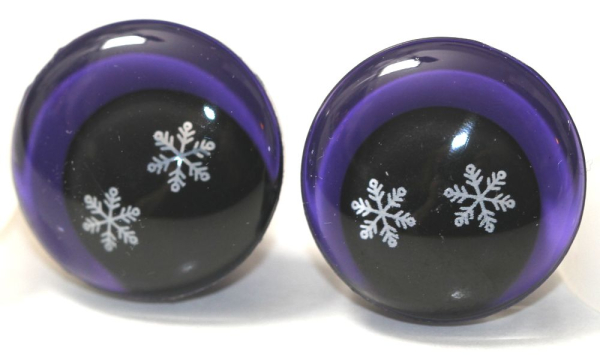 1 Paar Sicherheitsaugen trapezoid 20 mm Schneeflocken-Pupille violett