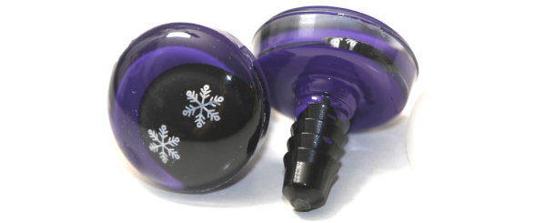 1 Paar Sicherheitsaugen trapezoid 20 mm Schneeflocken-Pupille violett