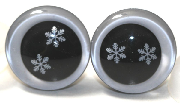1 Paar Sicherheitsaugen trapezoid 18 mm Schneeflocken-Pupille weiß