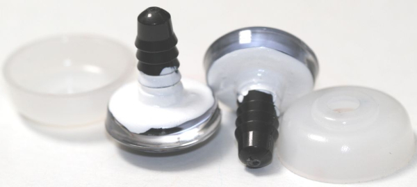 1 Paar Sicherheitsaugen trapezoid 18 mm Schneeflocken-Pupille weiß