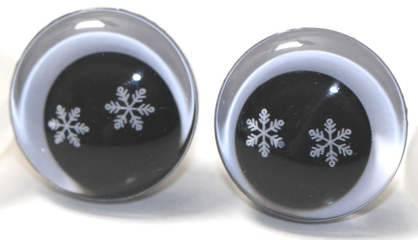 1 Paar Sicherheitsaugen trapezoid 20 mm Schneeflocken-Pupille weiß