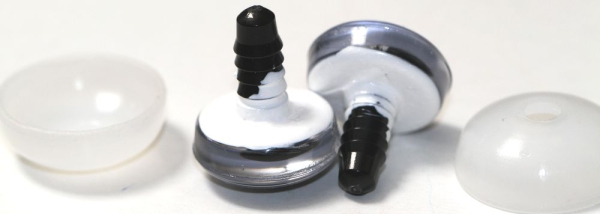 1 Paar Sicherheitsaugen trapezoid 20 mm Schneeflocken-Pupille weiß