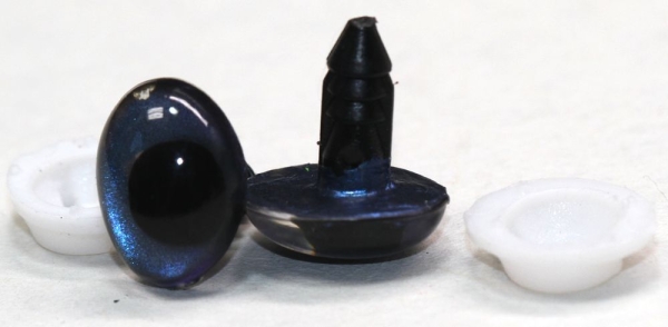 1 Paar Sicherheitsaugen tropfenförmig blauschwarz metallic 12 mm x 9,2 mm Schielaugen