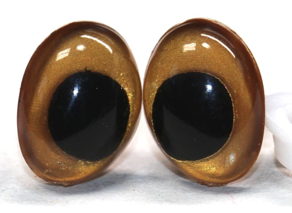 1 Paar Sicherheitsaugen tropfenförmig gold metallic 12 mm x 9,2 mm Schielaugen
