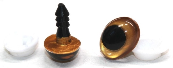 1 Paar Sicherheitsaugen tropfenförmig gold metallic 12 mm x 9,2 mm Schielaugen