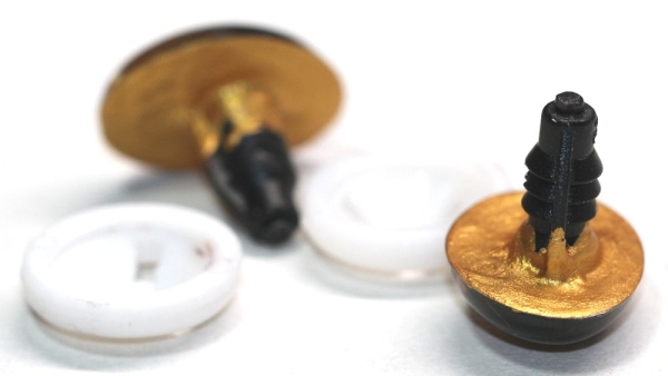 1 Paar Sicherheitsaugen tropfenförmig gold metallic 17,4 mm x 13 mm Schielaugen