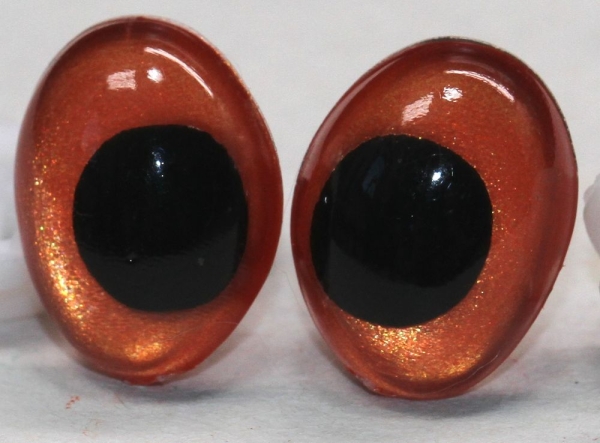 1 Paar Sicherheitsaugen tropfenförmig orangegold metallic 12 mm x 9,2 mm Schielaugen
