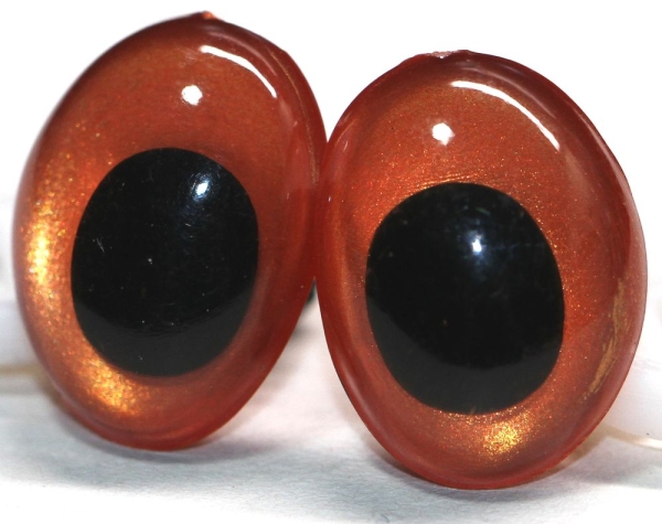 1 Paar Sicherheitsaugen tropfenförmig orangegold metallic 17,4 mm x 13 mm Schielaugen