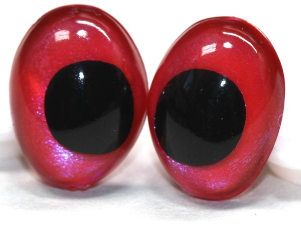 1 Paar Sicherheitsaugen tropfenförmig rotviolett metallic 12 mm x 9,2 mm Schielaugen