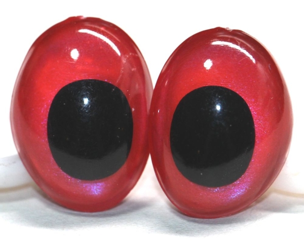 1 Paar Sicherheitsaugen tropfenförmig rotviolett metallic 17,4 mm x 13 mm Schielaugen