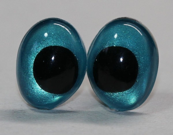1 Paar Sicherheitsaugen tropfenförmig türkisgrün metallic 12 mm x 9,2 mm Schielaugen