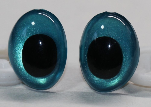 1 Paar Sicherheitsaugen tropfenförmig türkisgrün metallic 17,4 mm x 13 mm Schielaugen