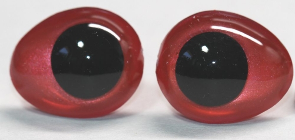 1 Paar Sicherheitsaugen tropfenförmig rot metallic 17 mm x 20 mm