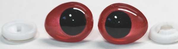1 Paar Sicherheitsaugen tropfenförmig rot metallic 17 mm x 20 mm