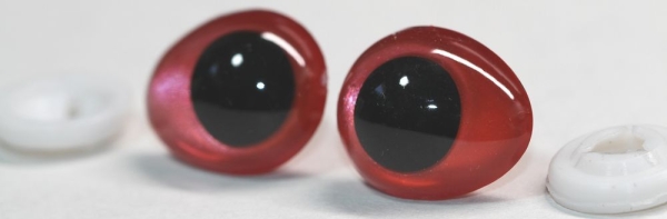 1 Paar Sicherheitsaugen tropfenförmig rot metallic 17 mm x 20 mm