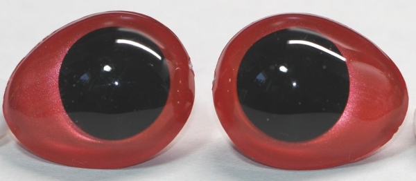 1 Paar Sicherheitsaugen tropfenförmig rot metallic 22 mm x 26 mm