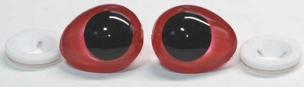 1 Paar Sicherheitsaugen tropfenförmig rot metallic 22 mm x 26 mm
