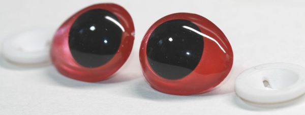 1 Paar Sicherheitsaugen tropfenförmig rot metallic 22 mm x 26 mm