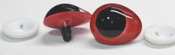 1 Paar Sicherheitsaugen tropfenförmig rot metallic 22 mm x 26 mm