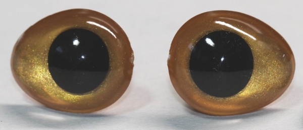1 Paar Sicherheitsaugen tropfenförmig gold metallic 13 mm x 16 mm
