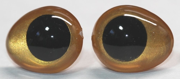 1 Paar Sicherheitsaugen tropfenförmig gold metallic 17 mm x 20 mm