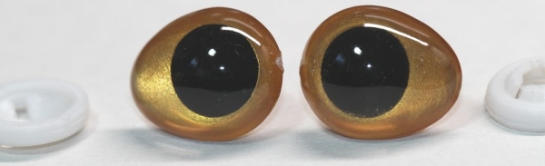 1 Paar Sicherheitsaugen tropfenförmig gold metallic 17 mm x 20 mm