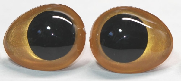 1 Paar Sicherheitsaugen tropfenförmig gold metallic 22 mm x 26 mm